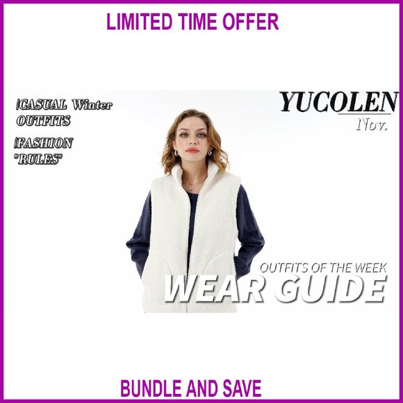 Sherpa Fleece Vest Women's Sleeveless Zip Up Lightweight Winter Warm Jacket - Picture 8 of 8